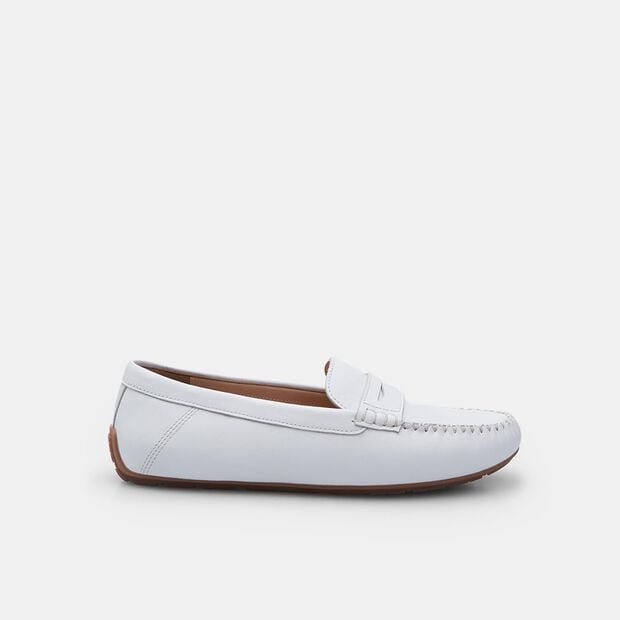 Mocasines de piel para Mujer Bata, Blanco