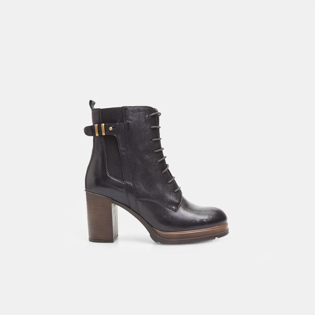 Bot&iacute;n de piel con tac&oacute;n para mujer BATA, Negro