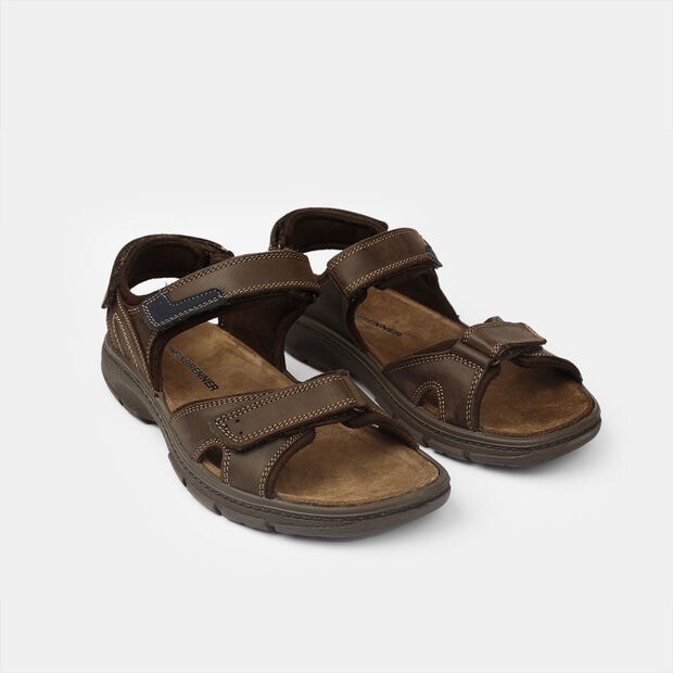 Sandalias para hombre Weinbrenner en nubuck, Marr&oacute;n