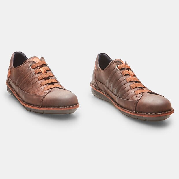 Sneakers de hombre de piel fluchos, Marr&oacute;n