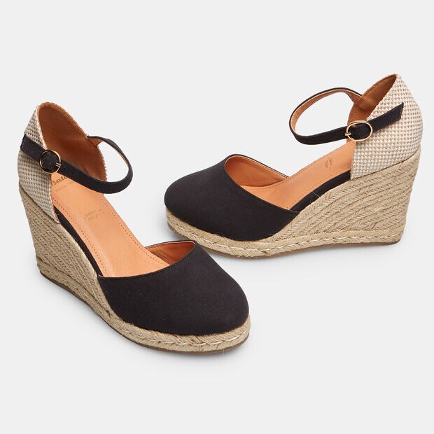 Espadrillas de mujer con cu&ntilde;a de 8 cm BATA, Negro