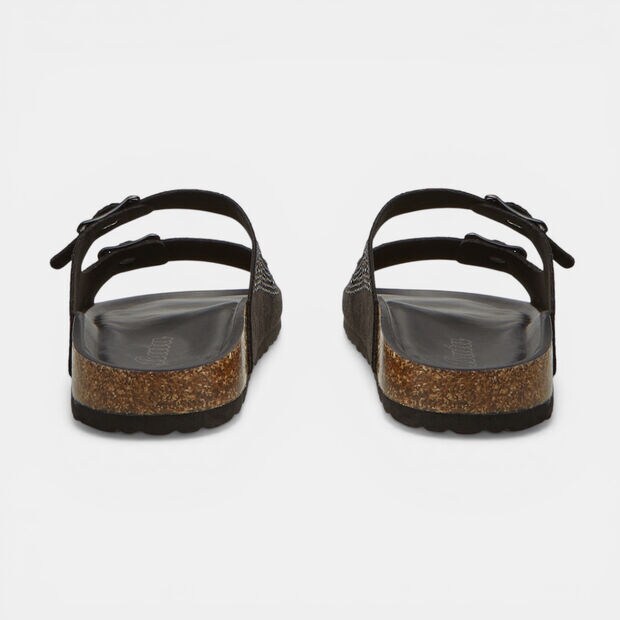 Slides para mujer con micro strass, Negro