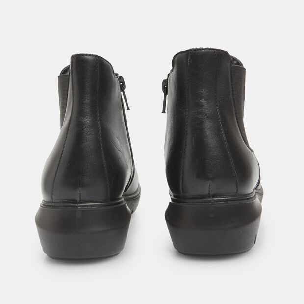 Botas de mujer de piel con cu&ntilde;a, Negro