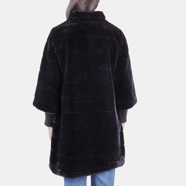 Abrigo de piel para mujer de cuello alto, 