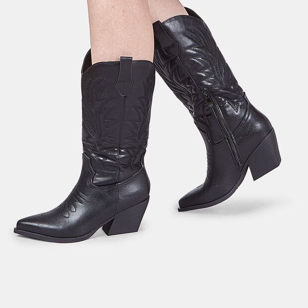 Bot&iacute;n western de mujer con tac&oacute;n Bata, Negro