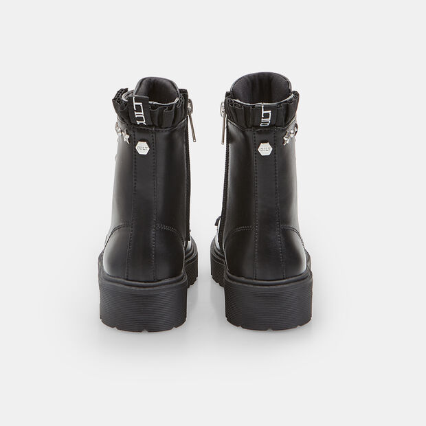 Botín con cordones para niña con aplicaciones Cult, Negro