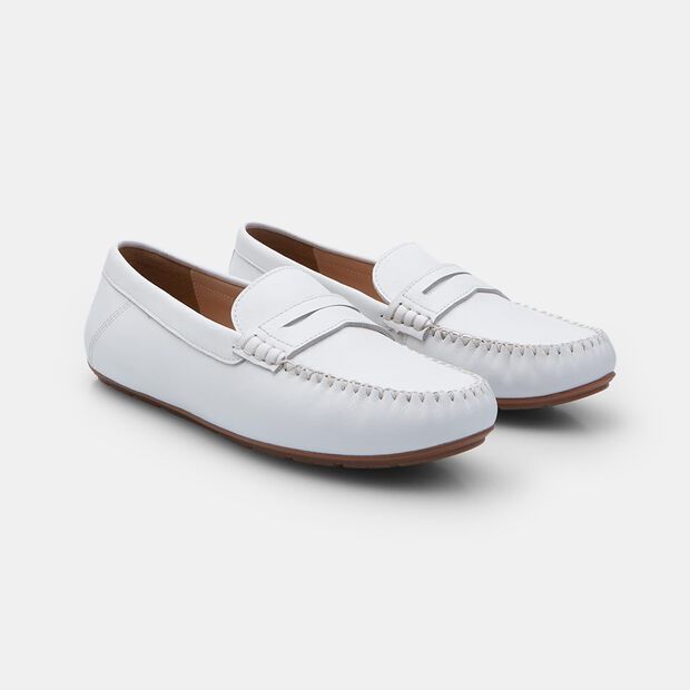 Mocasines de piel para Mujer Bata, Blanco