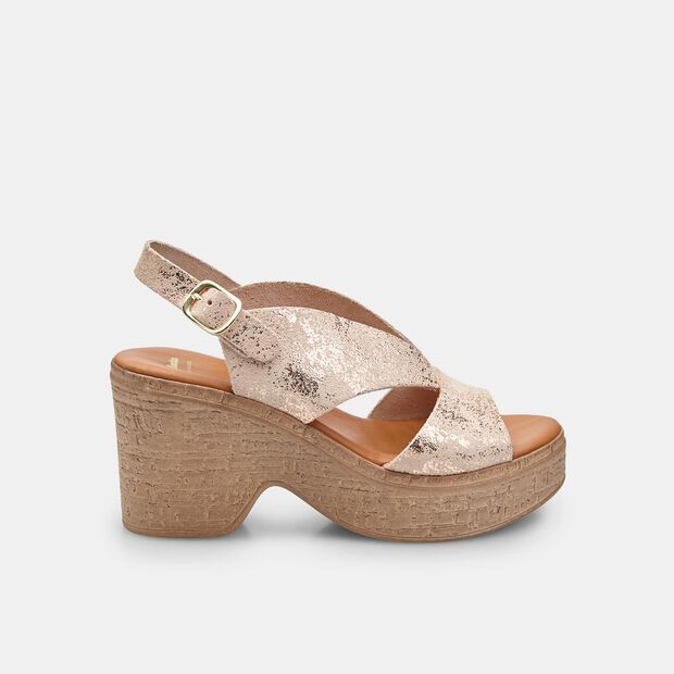 Sandalias de mujer en nubuck con cu&ntilde;a BATA, 