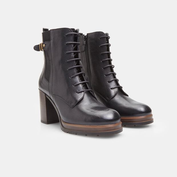 Bot&iacute;n de piel con tac&oacute;n para mujer BATA, Negro