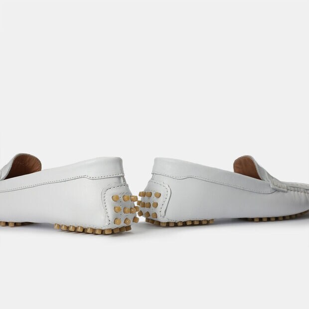 Mocasines de piel para mujer, Blanco