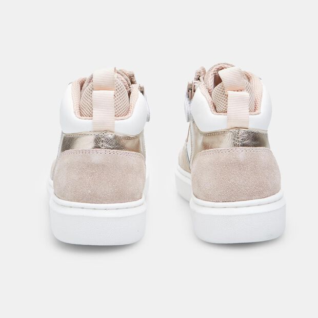 Sneakers mid para ni&ntilde;a en piel, Rosa