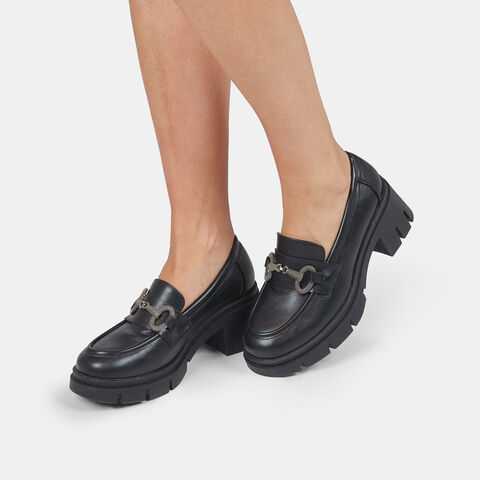 Mocasines de mujer Bata Red Label con tacón midi y estribo , Negro