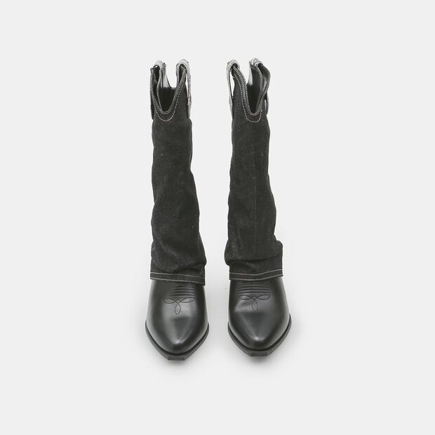 Botines Cuffed para mujer con tac&oacute;n y detalles de estampado de pit&oacute;n BATA Red Label, Negro