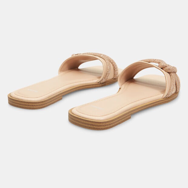 Chanclas planas de mujer con tiras joya , Desnudo