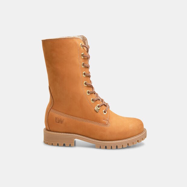 Botines de mujer de nobuk con interior en teddy, 