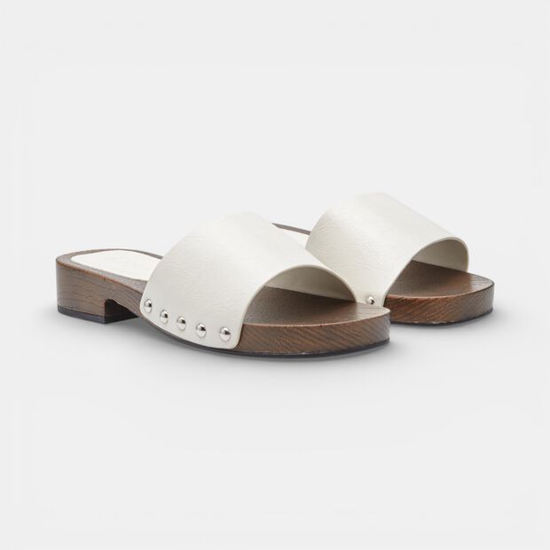 Mulas de mujer Bata con banda, Blanco