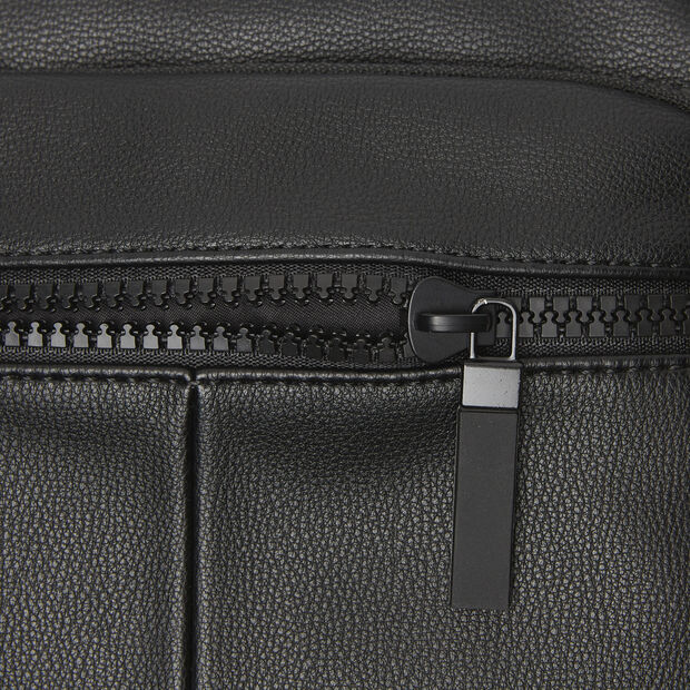 Bolso de hombro con triple cremallera, Negro