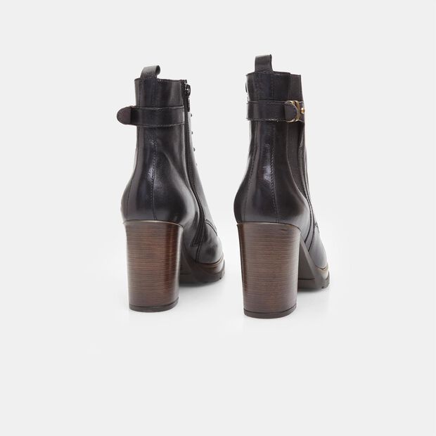 Bot&iacute;n de piel con tac&oacute;n para mujer BATA, Negro