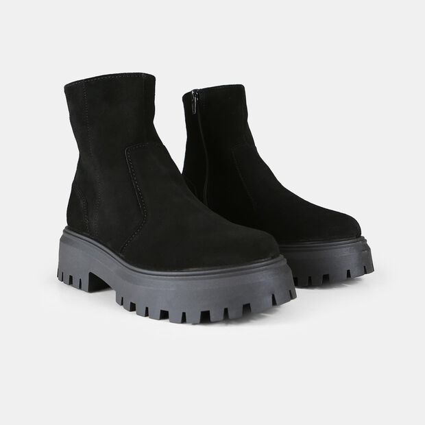 Bot&iacute;n para mujer en ante, Negro