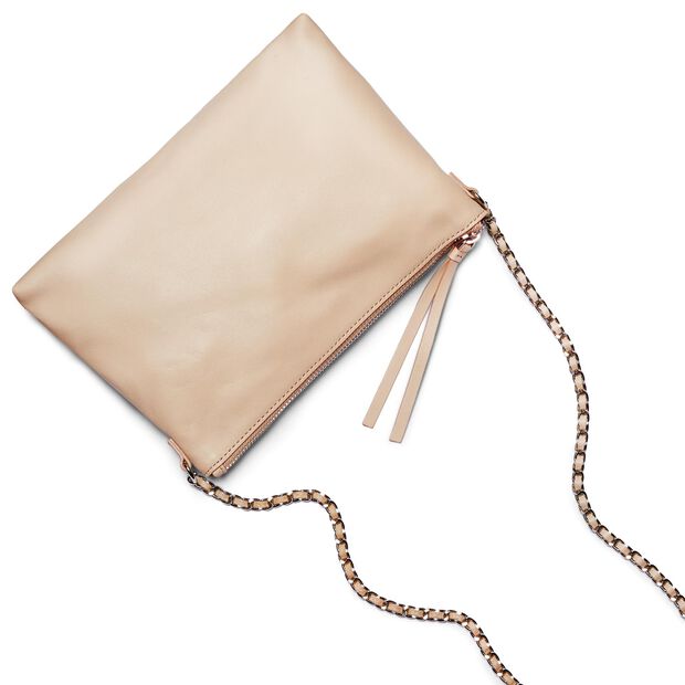 Bolso bandolera en piel autentica, Beige