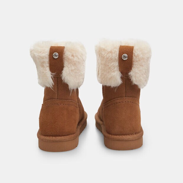 Botines de ni&ntilde;a de ante con pelo sint&eacute;tico, Beige