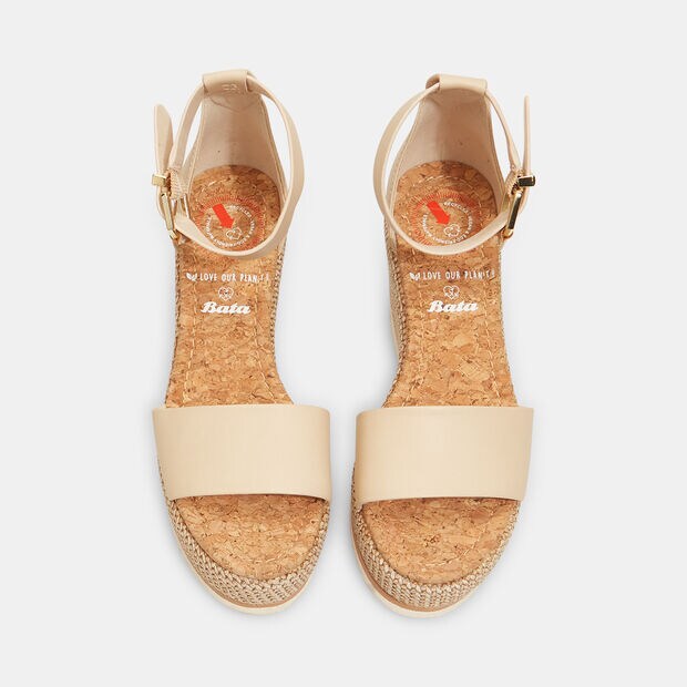 Sandalias de mujer Bata Love Our Planet con cu&ntilde;a , Beige