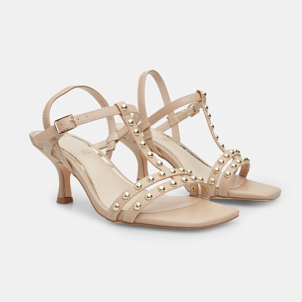 Sandalias de mujer con tac&oacute;n de 6 cm BATA, Desnudo