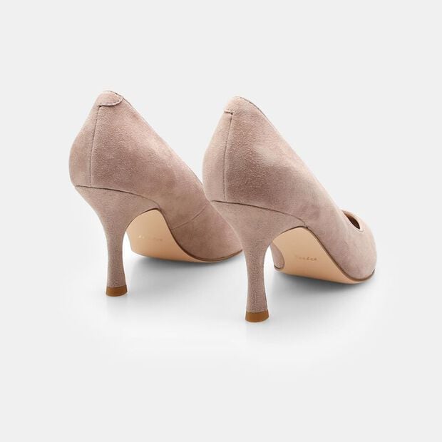 Zapatos de tac&oacute;n de mujer en ante BATA, Desnudo