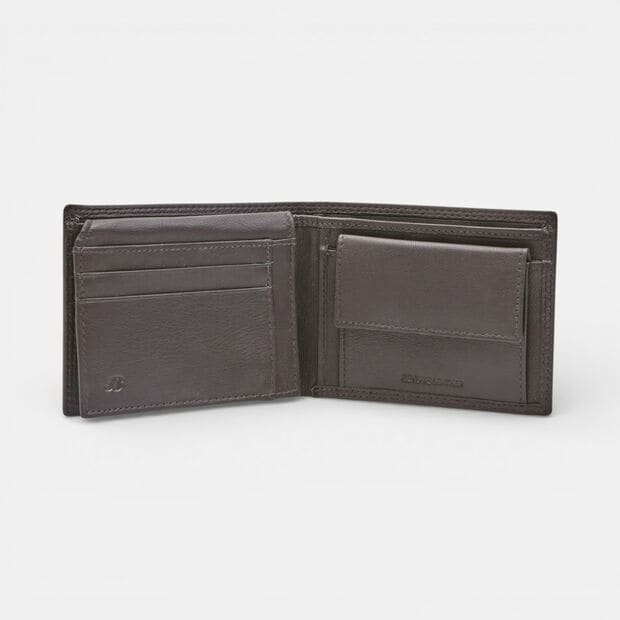 Cartera de piel aut&eacute;ntica, Marr&oacute;n