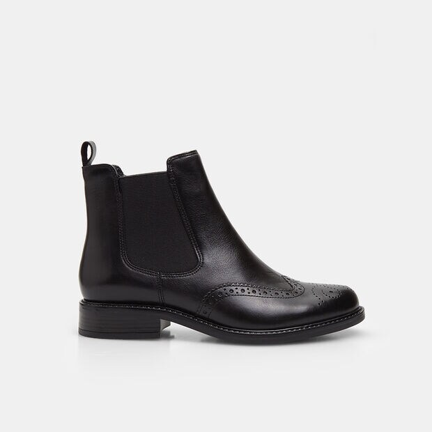 Botines Chelsea de mujer en piel con brogue, 