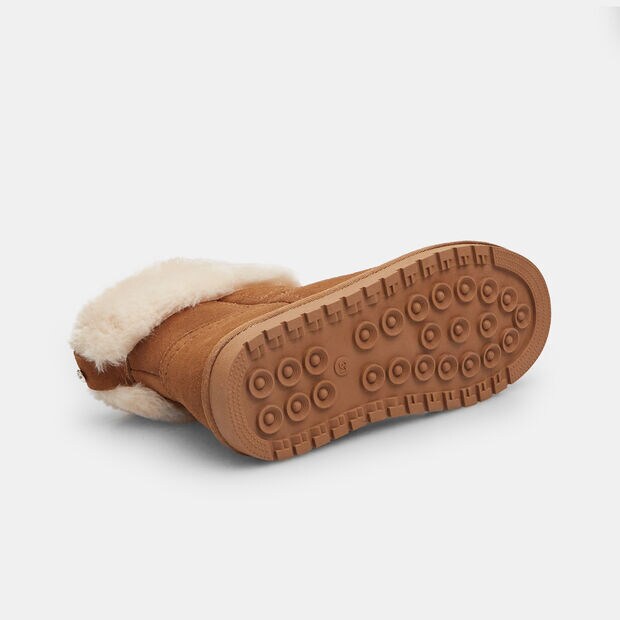 Botines de ni&ntilde;a de ante con pelo sint&eacute;tico, Beige