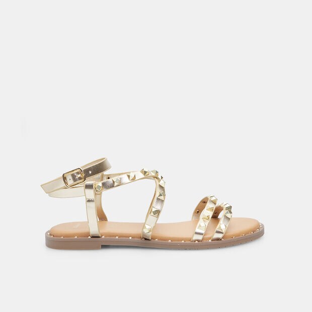Sandalias de mujer con tachuelas, Dorado
