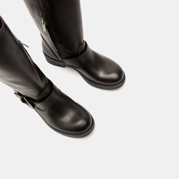 Botas Biker Con Hebillas, Negro