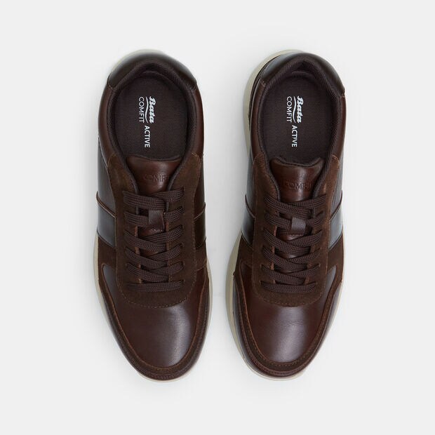Sneakers de hombre en piel Bata Comfit, Marr&oacute;n