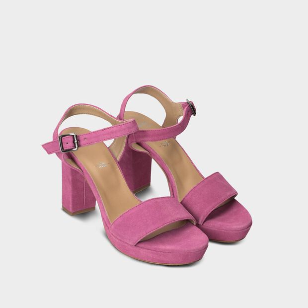 Sandalias de mujer en suede, Fucsia