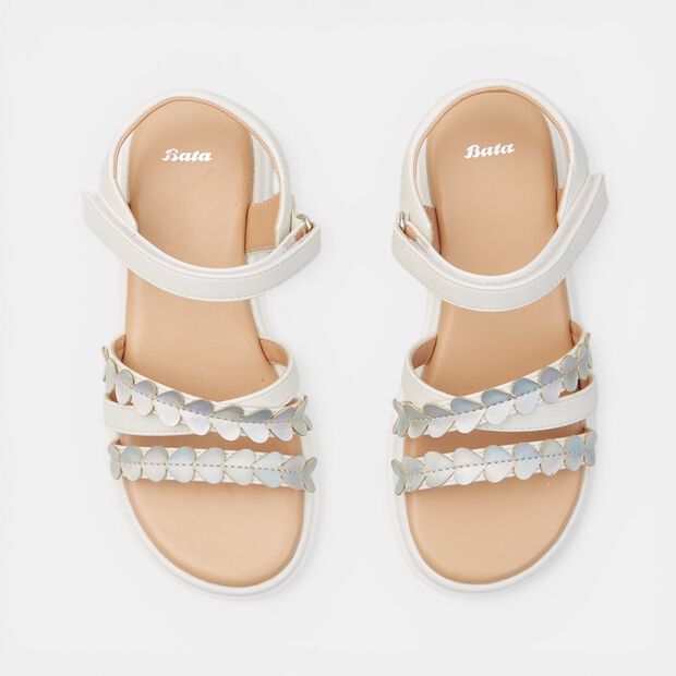 Sandalias para ni&ntilde;a Bata con tiras cruzadas, Blanco