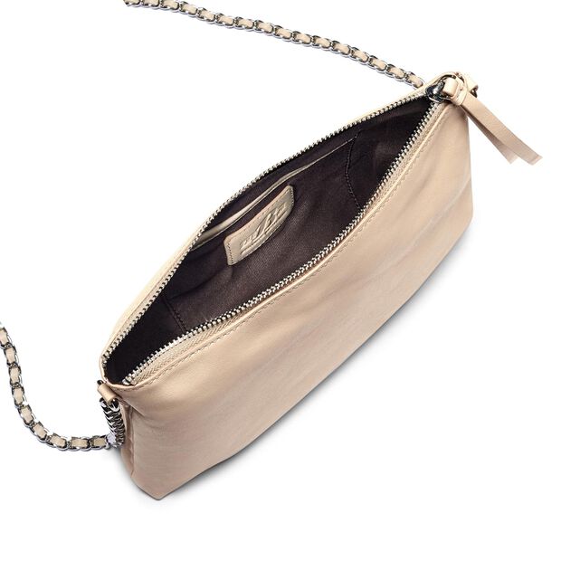 Bolso bandolera en piel autentica, Beige