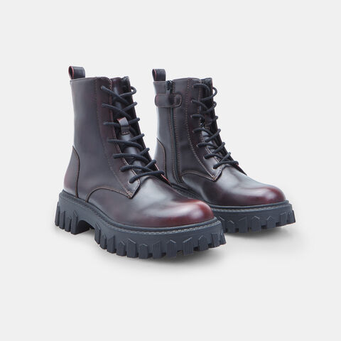 Botines con cordones para niña con cremallera Bata, Rojo