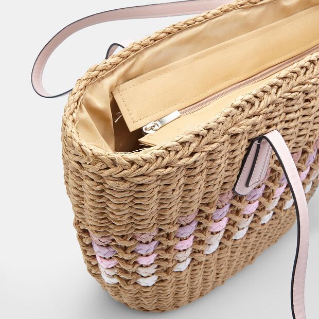 Sac cabas pour femme BATA en raphia, Rose