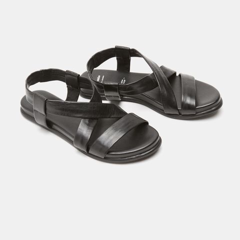 sandales plates, Noir