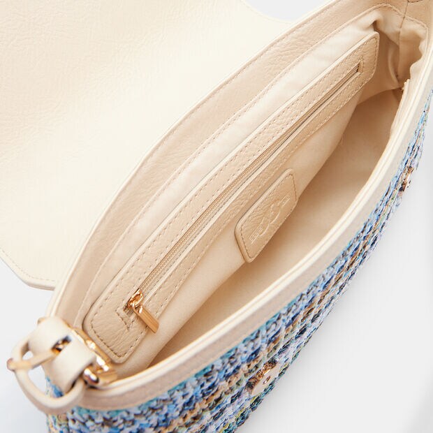 Sac bandouli&egrave;re pour femme BATA en raphia, Multicolore