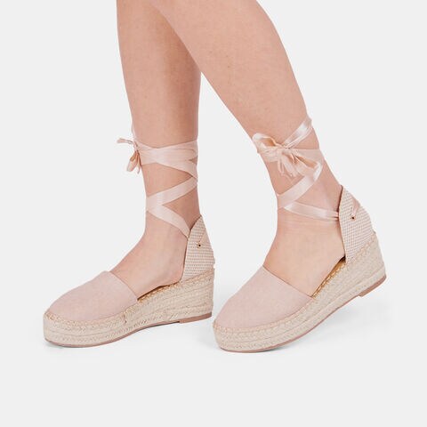 Espadrilles pour femme avec semelle compens&eacute;e de 6 cm BATA, Nu