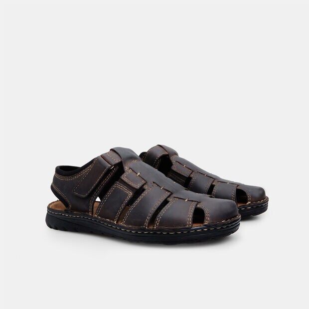 Sandales pour homme en nubuck, Marron
