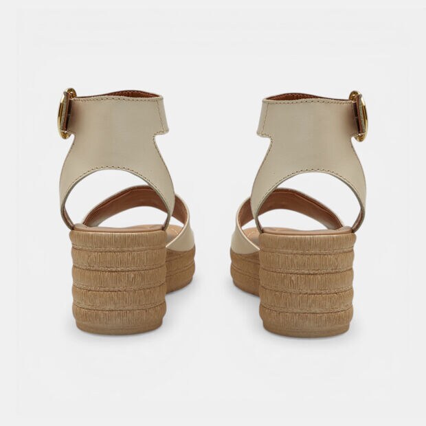 Sandale femme avec semelle compens&eacute;e et bride &agrave; la cheville Bata, Blanc