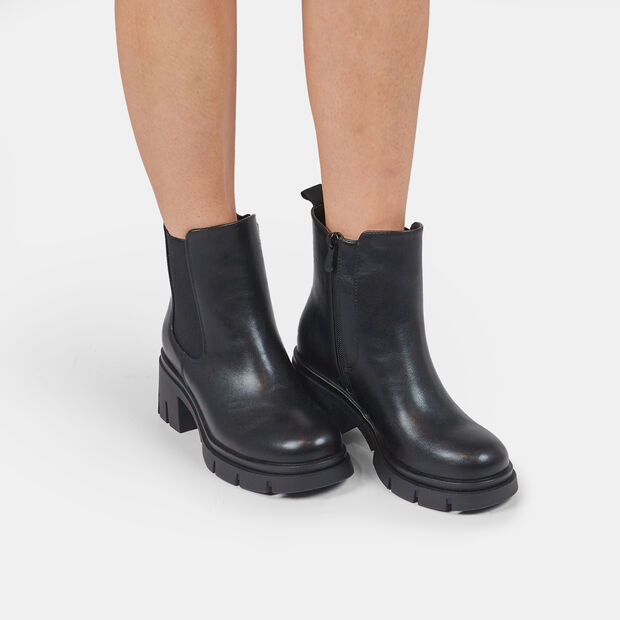 Bottes Chelsea pour femme &agrave; talon moyen, Noir