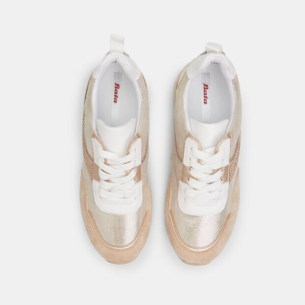 Sneakers pour femme avec plateforme de 3,5 cm, Beige