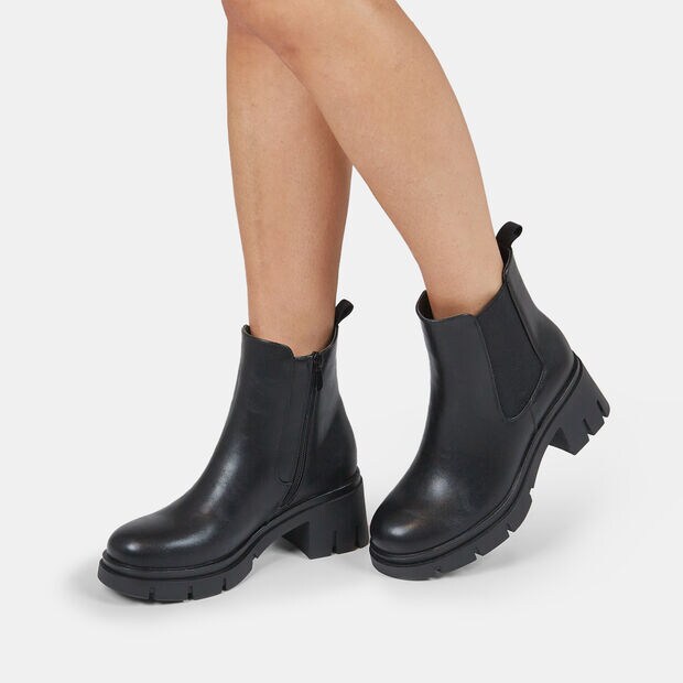 Bottes Chelsea pour femme &agrave; talon moyen, Noir