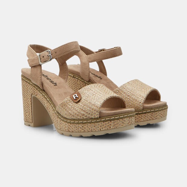 Sandales &agrave; talon pour femme Refresh, Taupe
