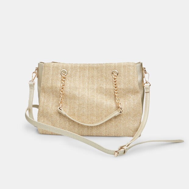 Sac shopper pour femme en rafia, Or