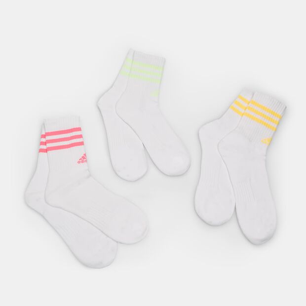 Trois paires de chaussettes unisexes Adidas, Blanc
